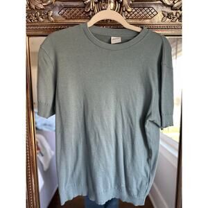 Paul Smith Logo-Embroidered Sage Cotton-Cashmere Short Sleeve Men's Medium